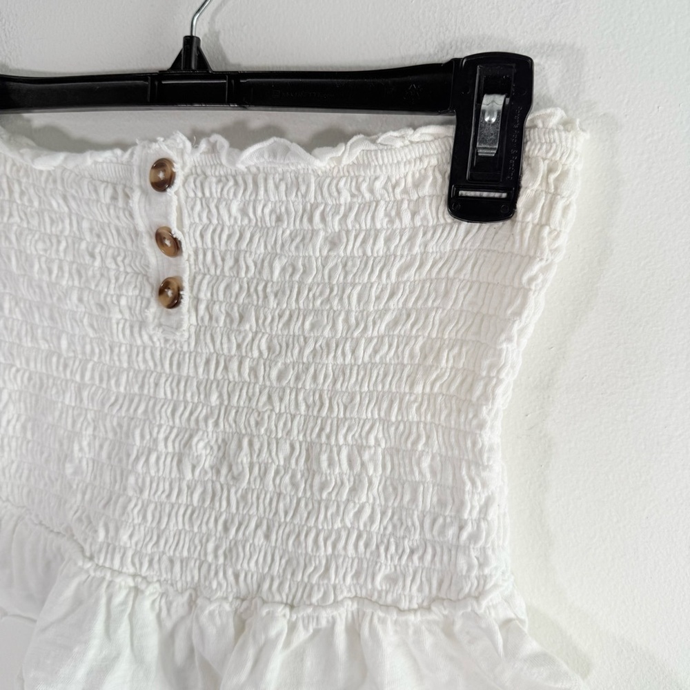 Free People Babe White Smocked & Ruffle Strapless Cropped Tube Top Large - Picture 6 of 10